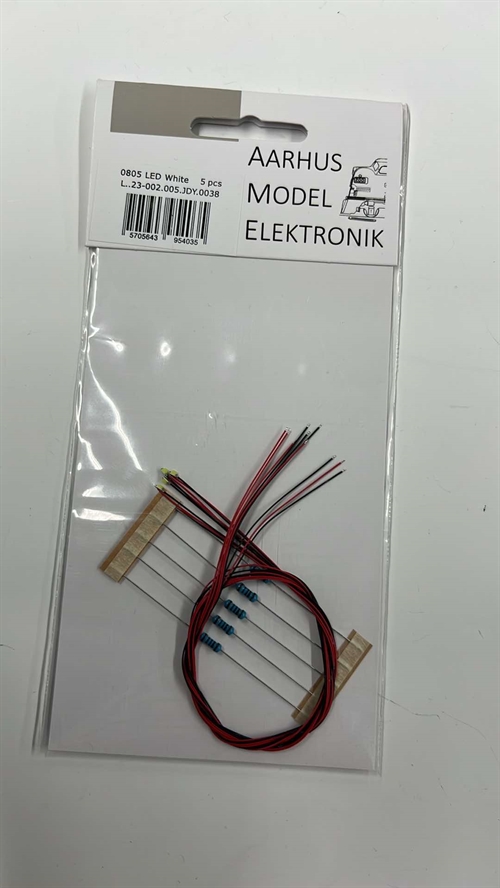 Aarhus Model Elektronik 0038 3 v LED, hvid, 5 stk pakke